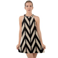 Chevrons Beige/noir Halter Tie Back Chiffon Dress by kcreatif