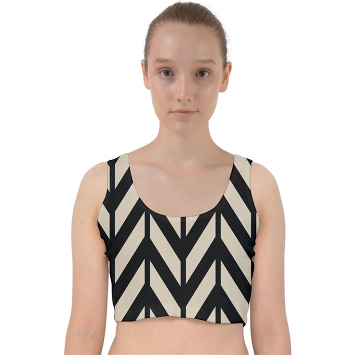 Chevrons Beige/Noir Velvet Racer Back Crop Top