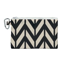 Chevrons Beige/noir Canvas Cosmetic Bag (medium) by kcreatif