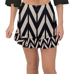 Chevrons Beige/noir Fishtail Mini Chiffon Skirt by kcreatif