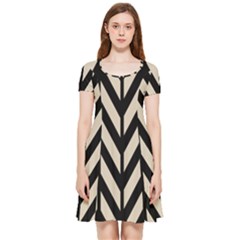 Chevrons Beige/noir Inside Out Cap Sleeve Dress by kcreatif