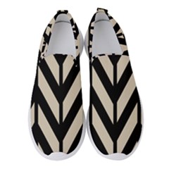 Chevrons Beige/noir Women s Slip On Sneakers by kcreatif