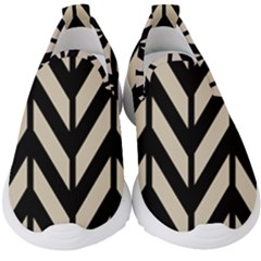 Chevrons Beige/noir Kids  Slip On Sneakers by kcreatif