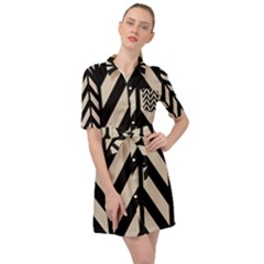 Chevrons Beige/noir Belted Shirt Dress by kcreatif