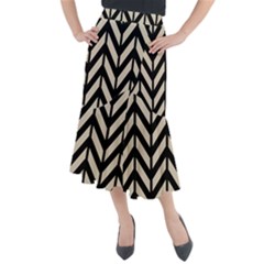 Chevrons Beige/noir Midi Mermaid Skirt by kcreatif