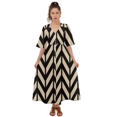 Chevrons Beige/noir Kimono Sleeve Boho Dress by kcreatif