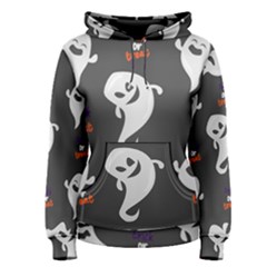 Halloween Ghost Trick Or Treat Seamless Repeat Pattern Women s Pullover Hoodie