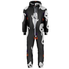 Halloween Ghost Trick Or Treat Seamless Repeat Pattern Hooded Jumpsuit (men) 