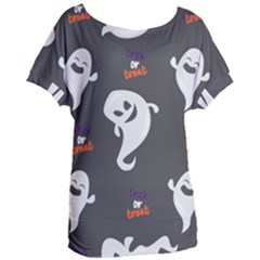 Halloween Ghost Trick Or Treat Seamless Repeat Pattern Women s Oversized Tee by KentuckyClothing