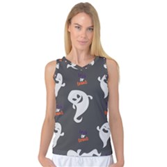 Halloween Ghost Trick Or Treat Seamless Repeat Pattern Women s Basketball Tank Top