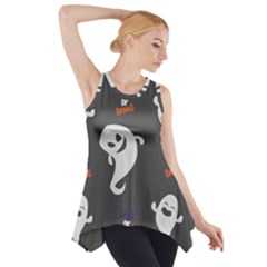 Halloween Ghost Trick Or Treat Seamless Repeat Pattern Side Drop Tank Tunic by KentuckyClothing