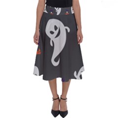 Halloween Ghost Trick Or Treat Seamless Repeat Pattern Perfect Length Midi Skirt