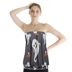 Halloween Ghost Trick Or Treat Seamless Repeat Pattern Strapless Top