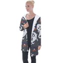 Halloween Ghost Trick or Treat Seamless Repeat Pattern Longline Hooded Cardigan View1