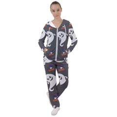 Halloween Ghost Trick Or Treat Seamless Repeat Pattern Women s Tracksuit by KentuckyClothing