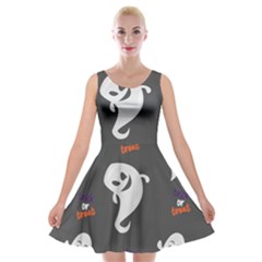 Halloween Ghost Trick Or Treat Seamless Repeat Pattern Velvet Skater Dress