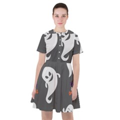 Halloween Ghost Trick Or Treat Seamless Repeat Pattern Sailor Dress