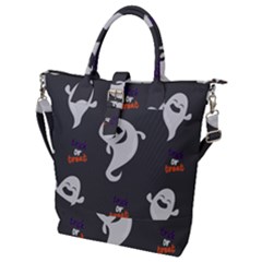 Halloween Ghost Trick Or Treat Seamless Repeat Pattern Buckle Top Tote Bag