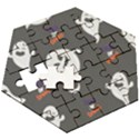 Halloween Ghost Trick or Treat Seamless Repeat Pattern Wooden Puzzle Hexagon View3