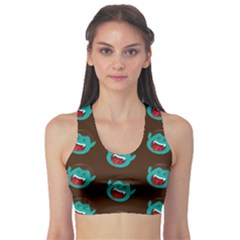 Frankenstein Halloween Seamless Repeat Pattern  Sports Bra by KentuckyClothing