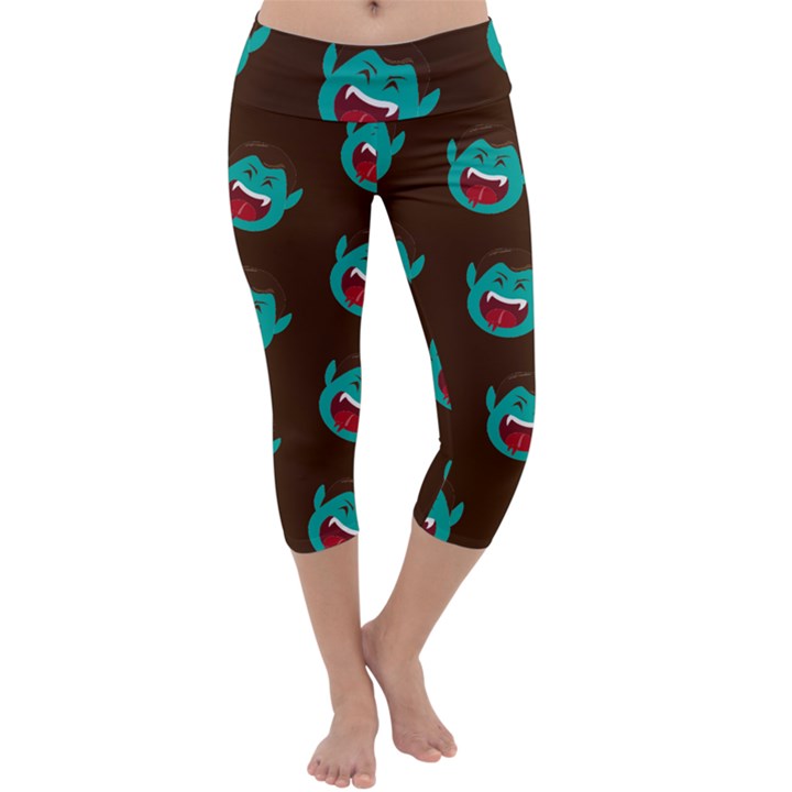 Frankenstein Halloween Seamless Repeat Pattern  Capri Yoga Leggings