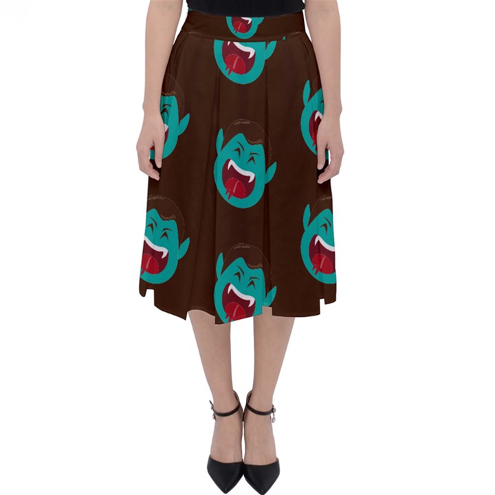 Frankenstein Halloween Seamless Repeat Pattern  Classic Midi Skirt