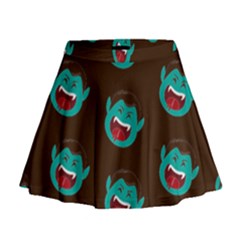 Frankenstein Halloween Seamless Repeat Pattern  Mini Flare Skirt by KentuckyClothing