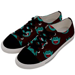 Frankenstein Halloween Seamless Repeat Pattern  Men s Low Top Canvas Sneakers by KentuckyClothing