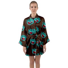 Frankenstein Halloween Seamless Repeat Pattern  Long Sleeve Satin Kimono by KentuckyClothing