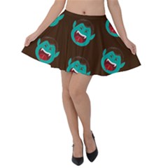 Frankenstein Halloween Seamless Repeat Pattern  Velvet Skater Skirt by KentuckyClothing