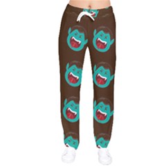 Frankenstein Halloween Seamless Repeat Pattern  Women Velvet Drawstring Pants by KentuckyClothing