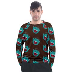 Frankenstein Halloween Seamless Repeat Pattern  Men s Long Sleeve Raglan Tee