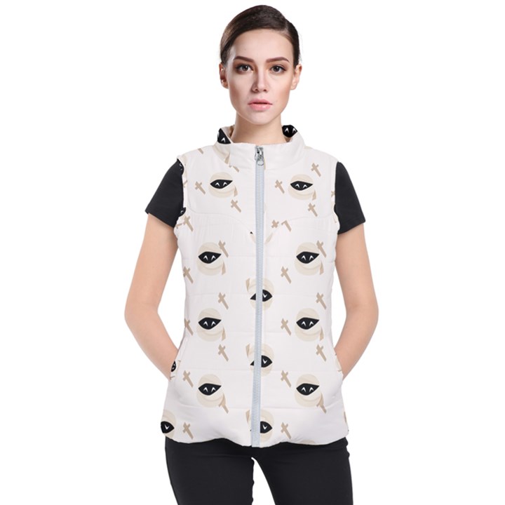 Halloween Mummies Seamless Repeat Pattern Women s Puffer Vest