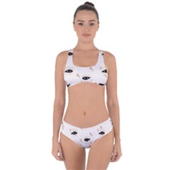 Halloween Mummies Seamless Repeat Pattern Criss Cross Bikini Set by KentuckyClothing