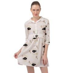 Halloween Mummies Seamless Repeat Pattern Mini Skater Shirt Dress