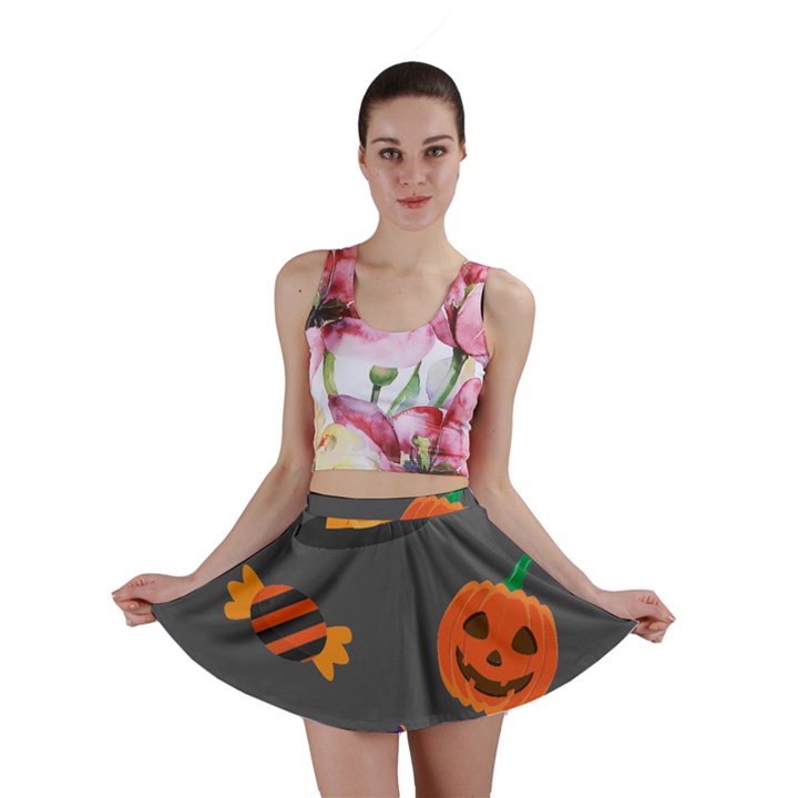 Halloween Themed Seamless Repeat Pattern Mini Skirt