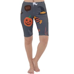 Halloween Themed Seamless Repeat Pattern Cropped Leggings  by KentuckyClothing