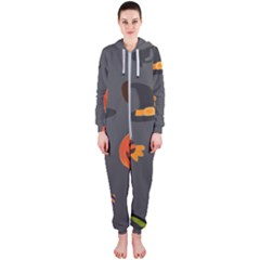 Halloween Themed Seamless Repeat Pattern Hooded Jumpsuit (ladies)  by KentuckyClothing