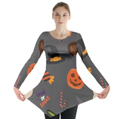 Halloween Themed Seamless Repeat Pattern Long Sleeve Tunic  by KentuckyClothing