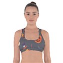 Halloween Themed Seamless Repeat Pattern Cross Back Sports Bra View1