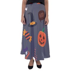 Halloween Themed Seamless Repeat Pattern Flared Maxi Skirt by KentuckyClothing