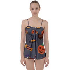 Halloween Themed Seamless Repeat Pattern Babydoll Tankini Set by KentuckyClothing