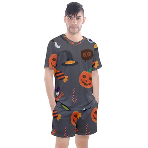 Halloween Themed Seamless Repeat Pattern Men s Mesh Tee And Shorts Set by KentuckyClothing