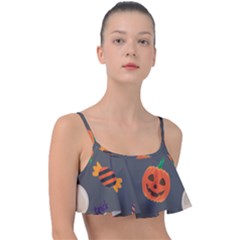 Halloween Themed Seamless Repeat Pattern Frill Bikini Top