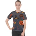 Halloween Themed Seamless Repeat Pattern Women s Sport Raglan Tee View1