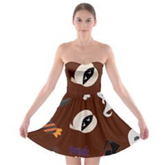 Halloween Seamless Repeat Pattern Strapless Bra Top Dress by KentuckyClothing