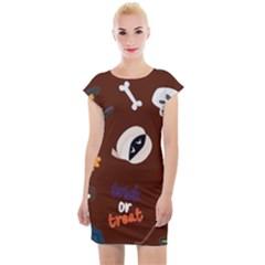 Halloween Seamless Repeat Pattern Cap Sleeve Bodycon Dress by KentuckyClothing