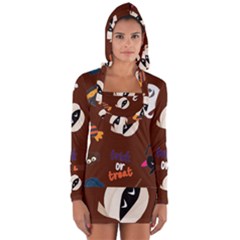 Halloween Seamless Repeat Pattern Long Sleeve Hooded T-shirt by KentuckyClothing