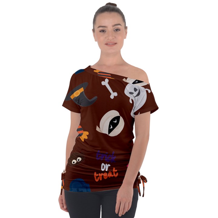 Halloween Seamless Repeat Pattern Tie-Up Tee