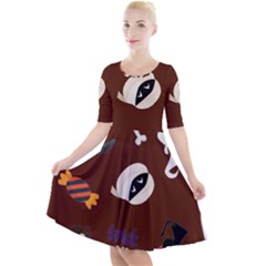 Halloween Seamless Repeat Pattern Quarter Sleeve A-line Dress by KentuckyClothing